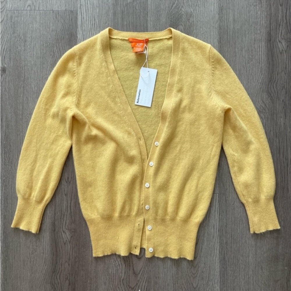 Reformation Vintage Butter Yellow Cashmere Cardigan